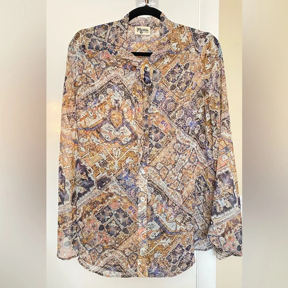 Show Me Your Mumu Button Down Tie Neck Size XS - Picture 5 of 6